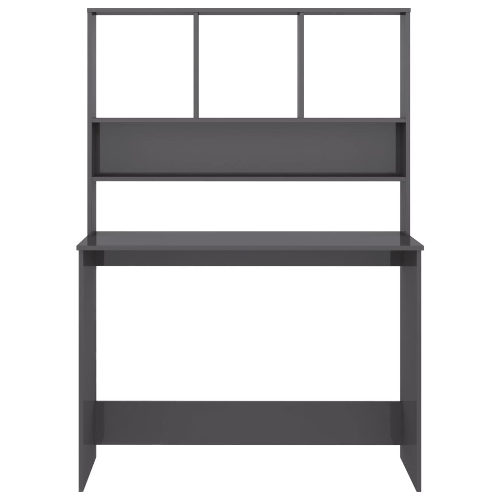 Bureau avec étagères Gris brillant 110 x 45 x 157 cm Aggloméré - XIOS