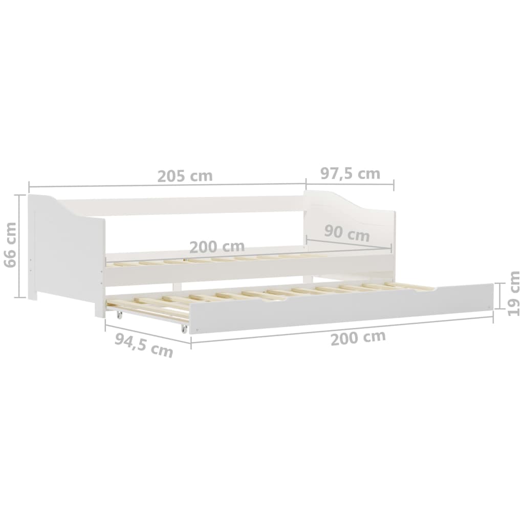 Cadre de lit extensible sans matelas blanc bois de pin 90x200cm - XIOS