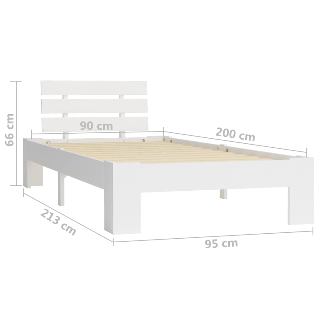 Cadre de lit sans matelas blanc bois de pin massif 90x200 cm - XIOS