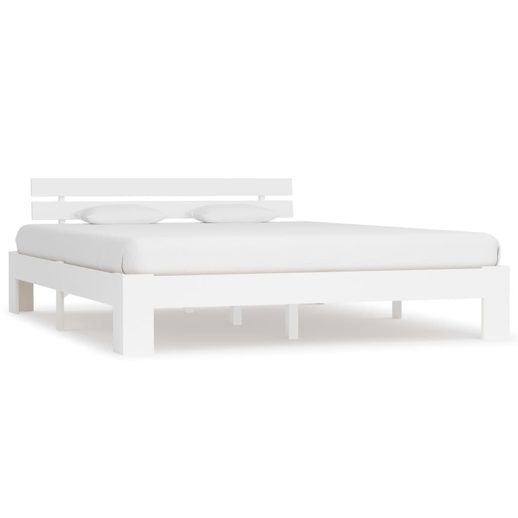 Cadre de lit sans matelas blanc 160x200 cm bois de pin massif - XIOS