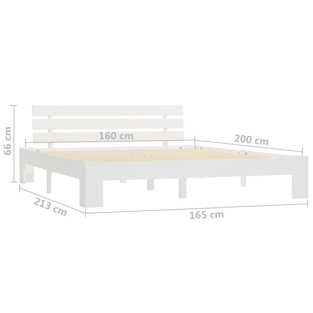 Cadre de lit sans matelas blanc 160x200 cm bois de pin massif - XIOS