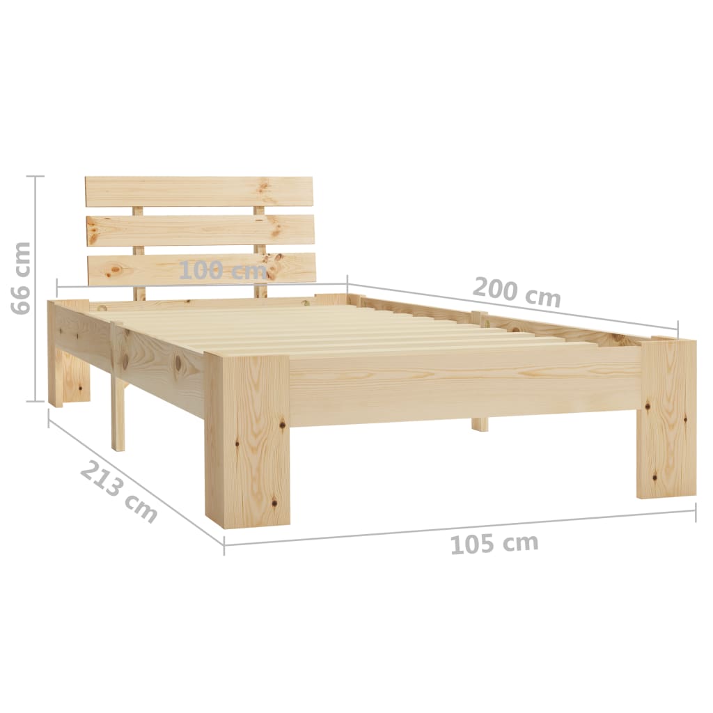 Cadre de lit sans matelas bois massif de pin 100x200 cm - XIOS