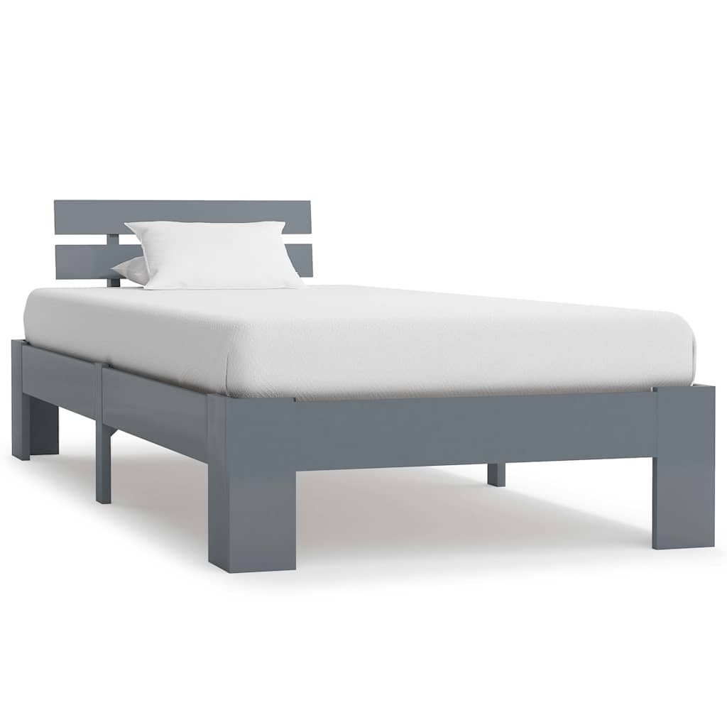 Cadre de lit sans matelas gris bois de pin massif 90x200 cm - XIOS