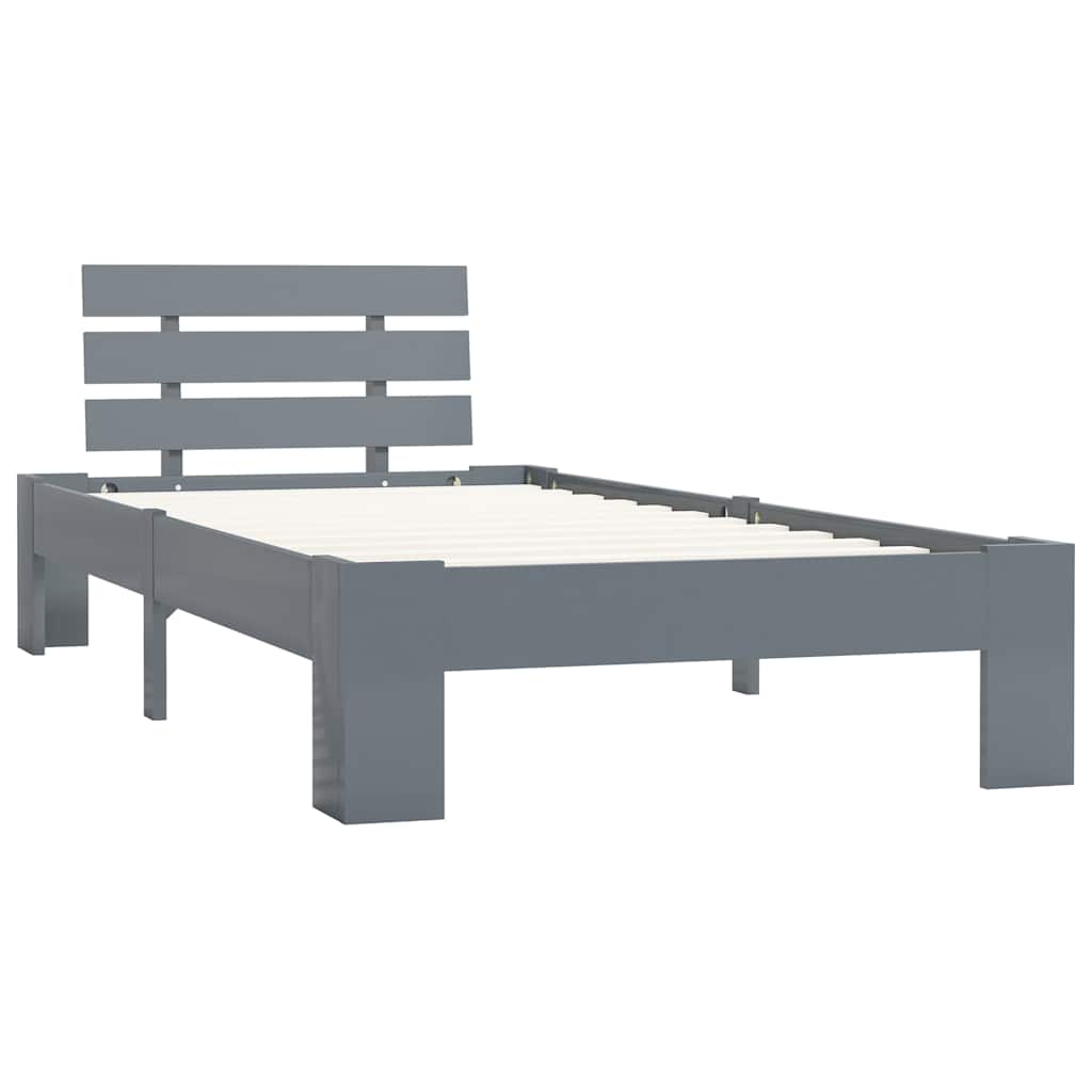 Cadre de lit sans matelas gris bois de pin massif 90x200 cm - XIOS
