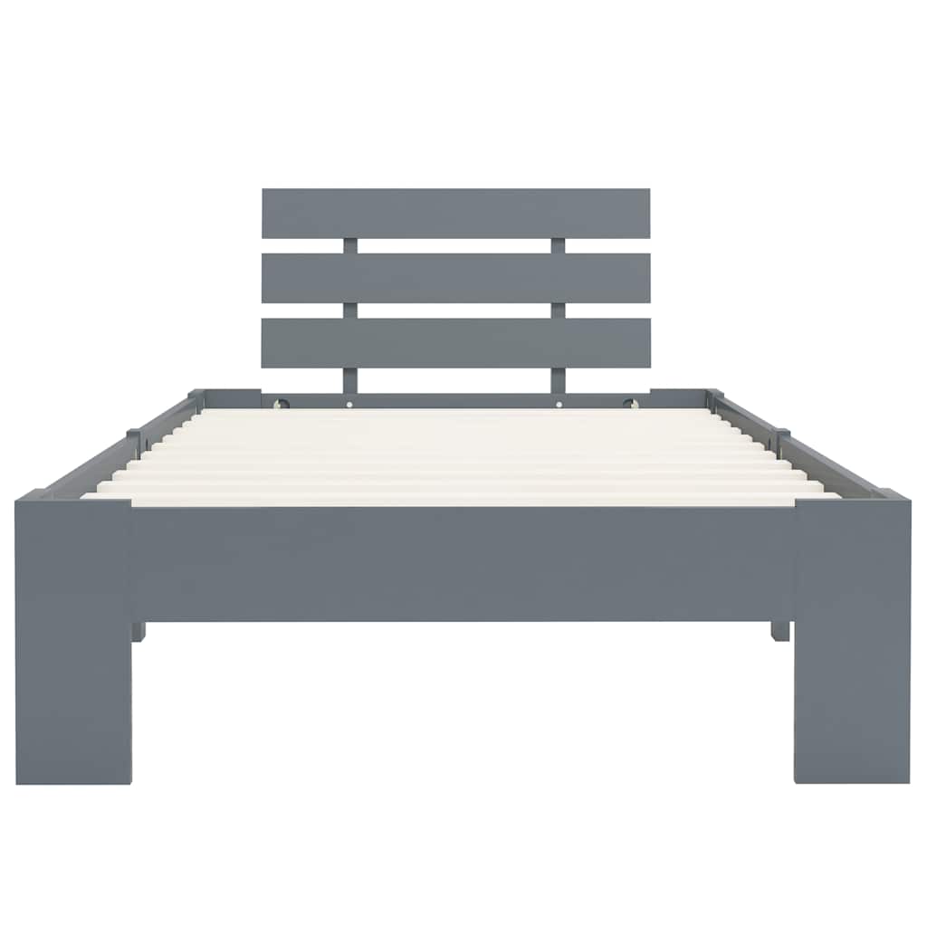 Cadre de lit sans matelas gris bois de pin massif 90x200 cm - XIOS