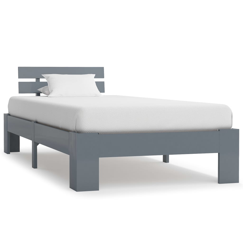 Cadre de lit sans matelas gris bois massif de pin 100x200 cm - XIOS