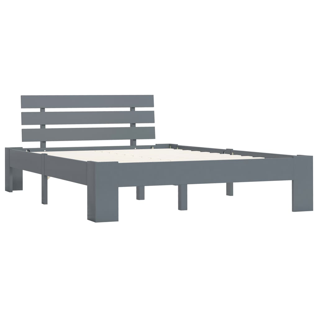 Cadre de lit sans matelas gris bois massif de pin 140x200 cm - XIOS