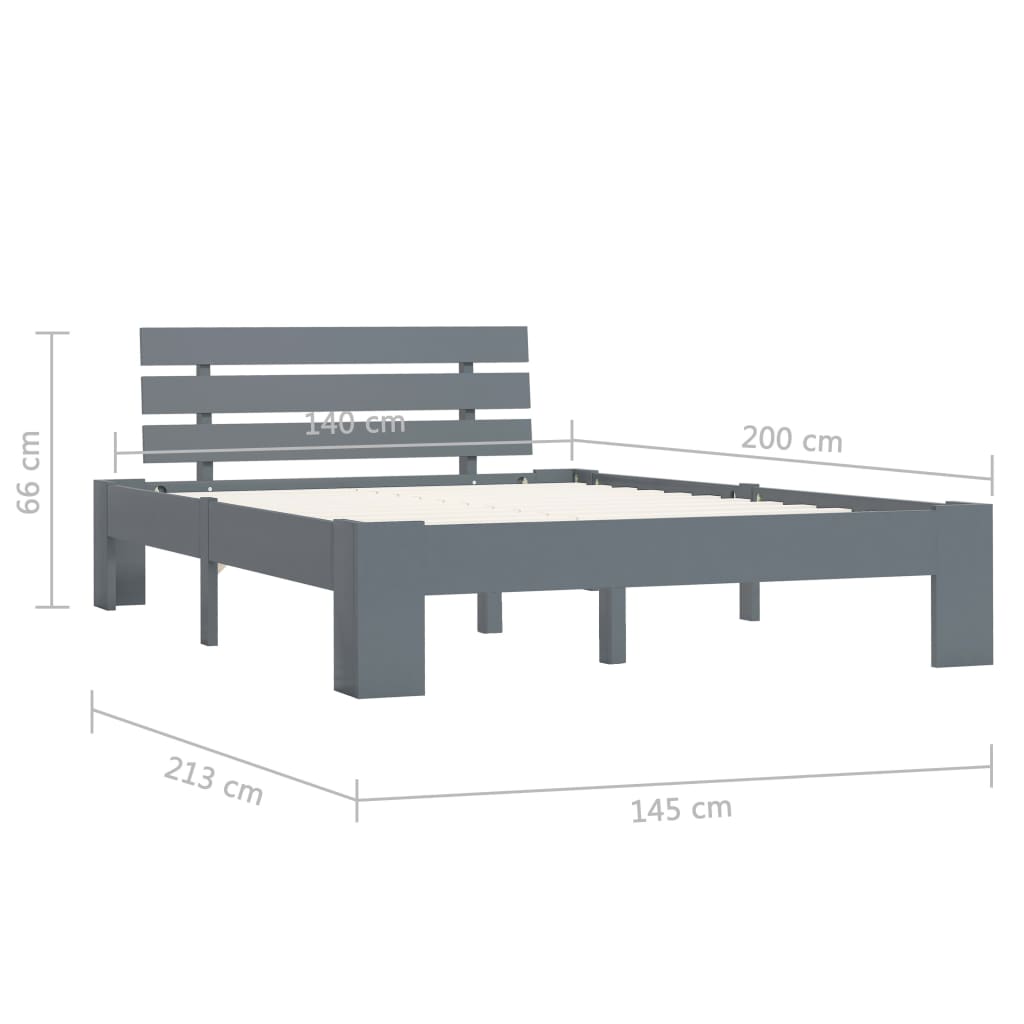 Cadre de lit sans matelas gris bois massif de pin 140x200 cm - XIOS