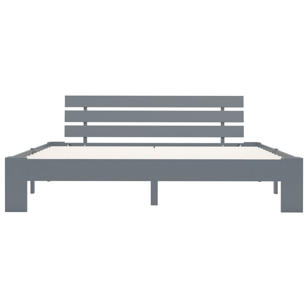 Cadre de lit sans matelas gris 160x200 cm bois de pin massif - XIOS