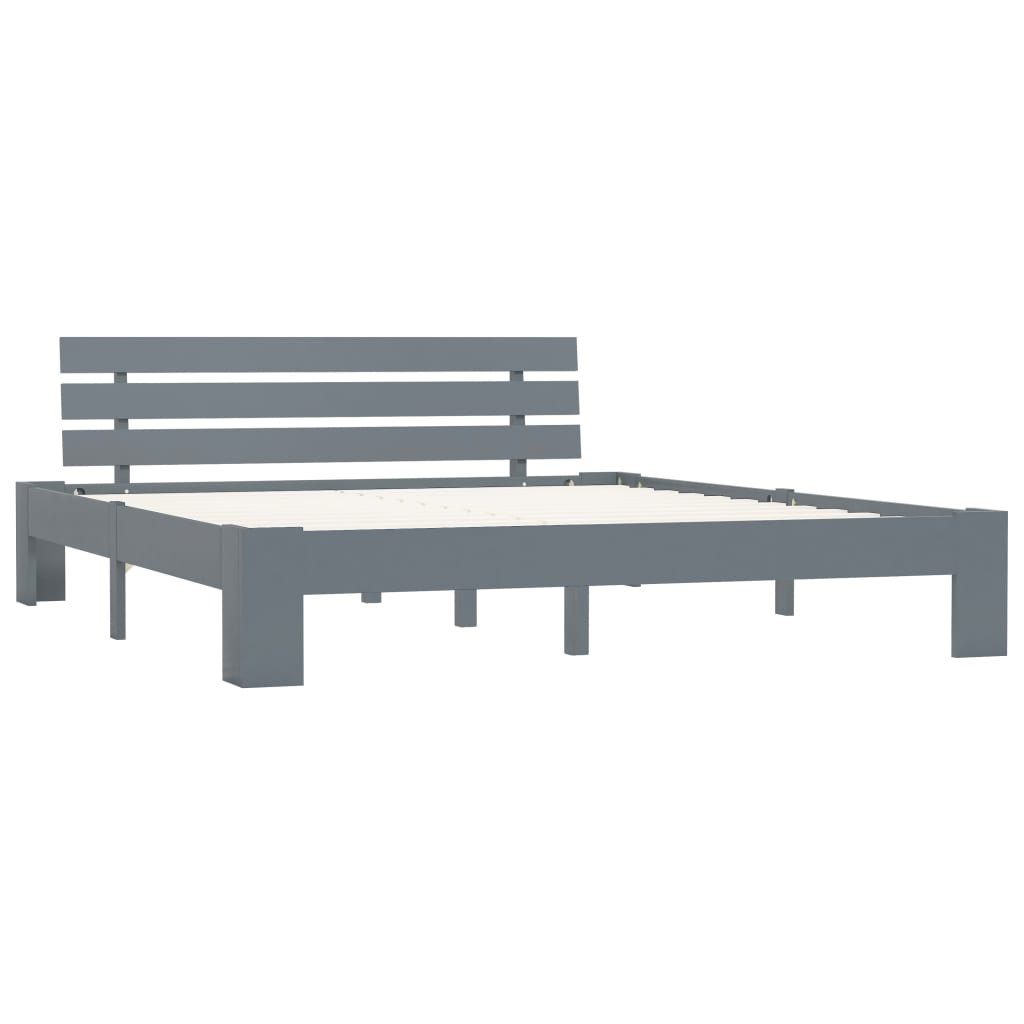 Cadre de lit sans matelas gris bois massif de pin 180x200 cm - XIOS