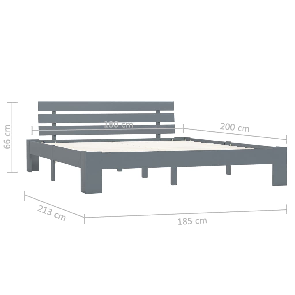 Cadre de lit sans matelas gris bois massif de pin 180x200 cm - XIOS
