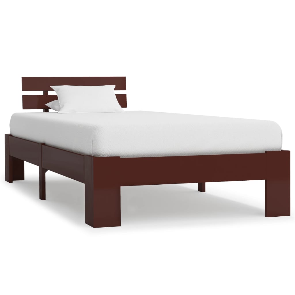 Cadre de lit sans matelas marron foncé pin massif 100x200 cm - XIOS
