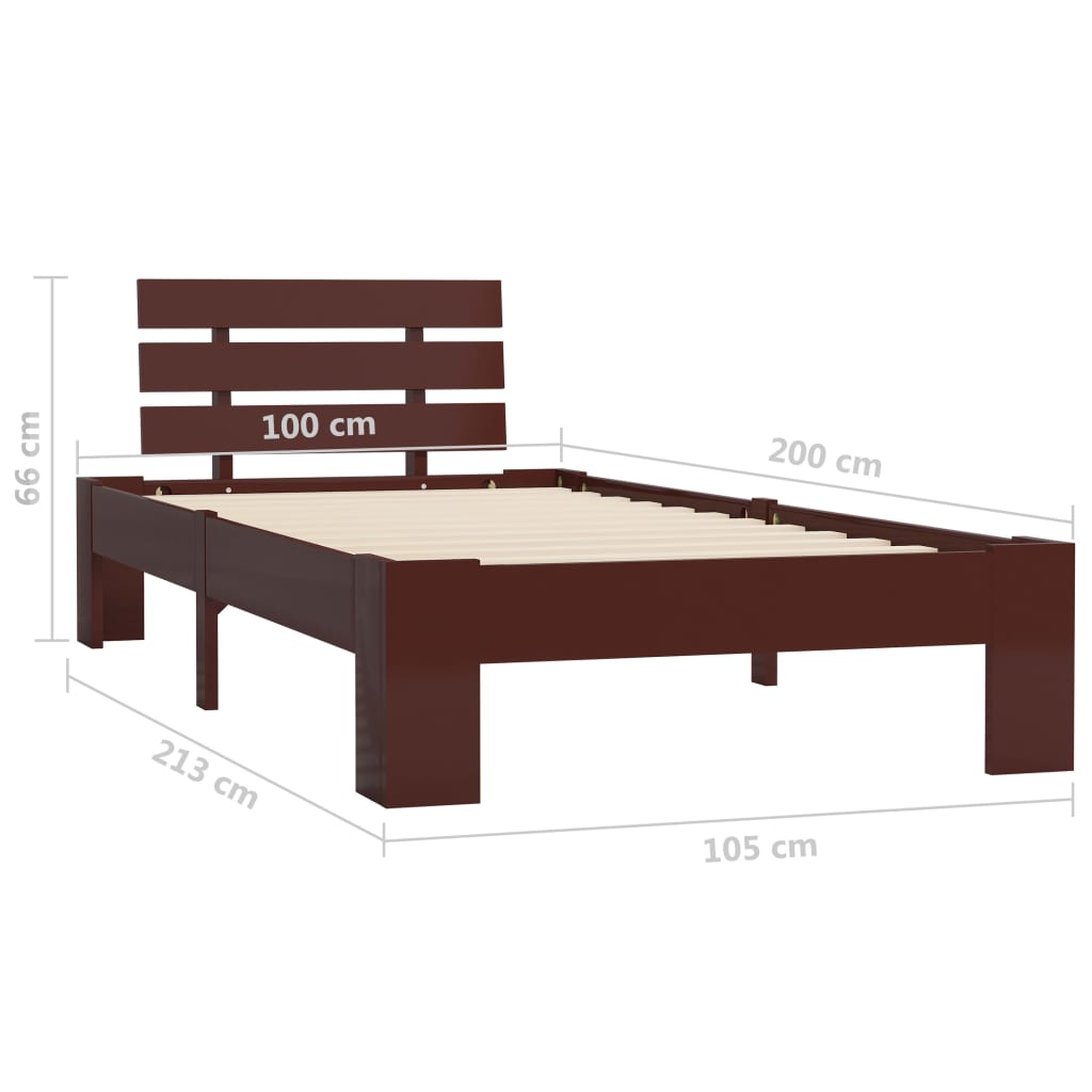 Cadre de lit sans matelas marron foncé pin massif 100x200 cm - XIOS