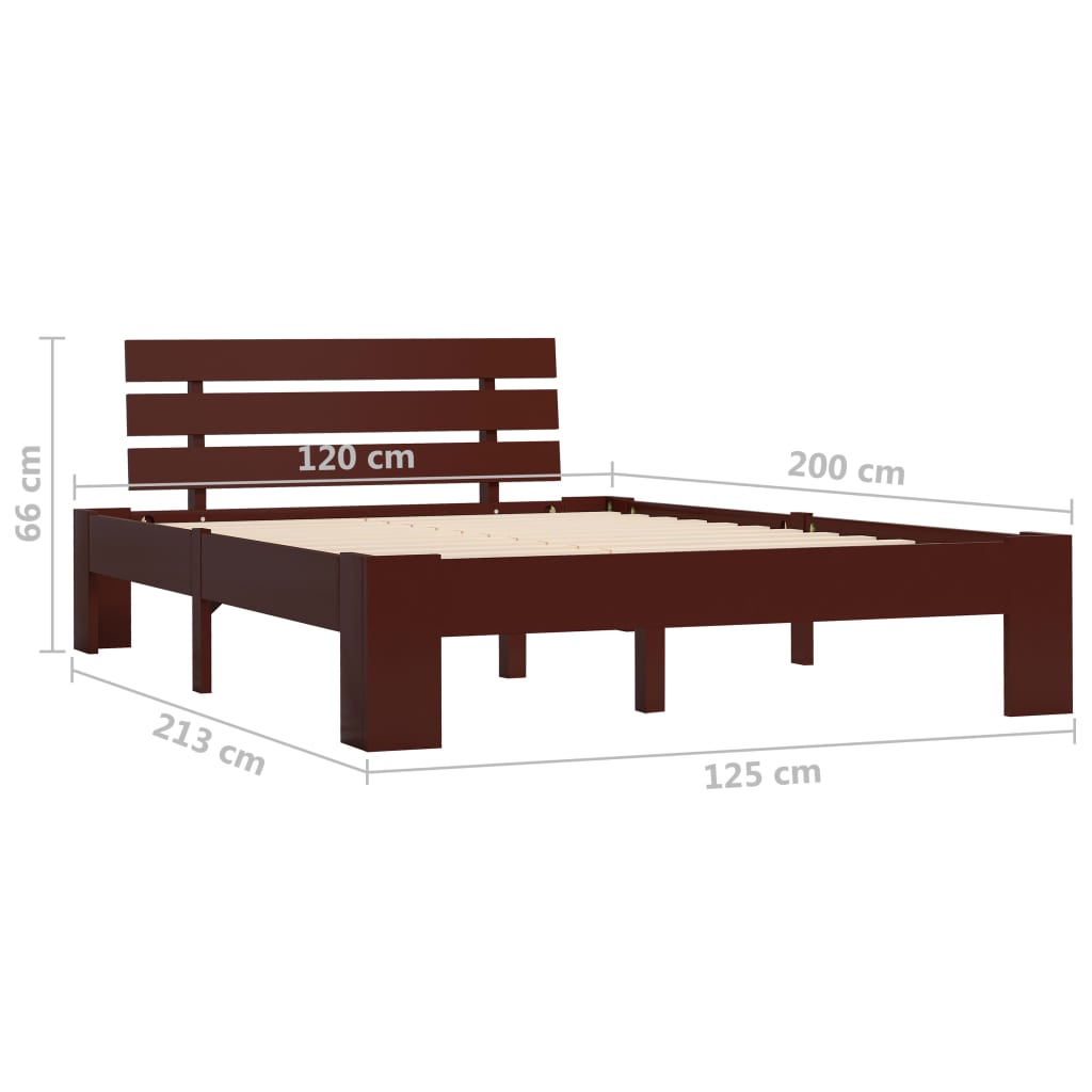Cadre de lit sans matelas marron foncé pin massif 120x200 cm - XIOS