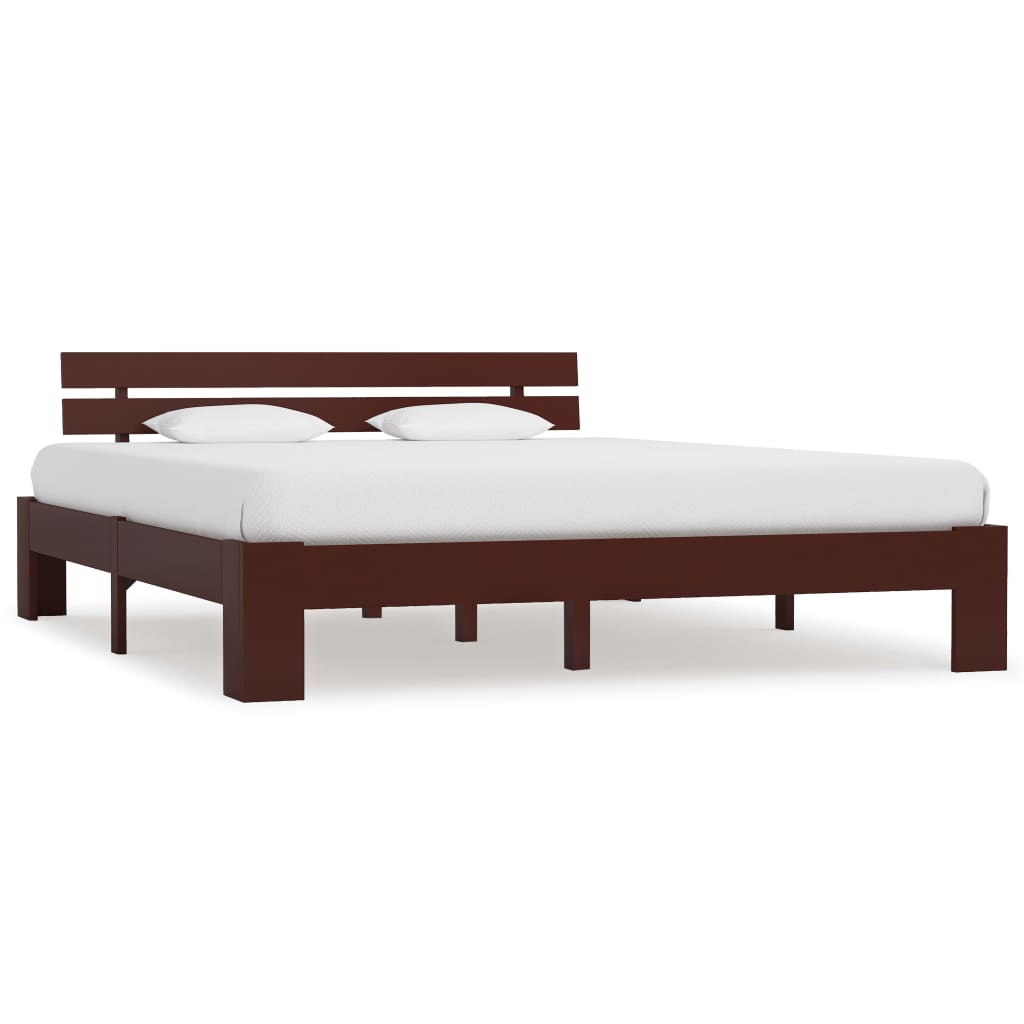 Cadre de lit sans matelas marron foncé 180x200 cm pin massif - XIOS