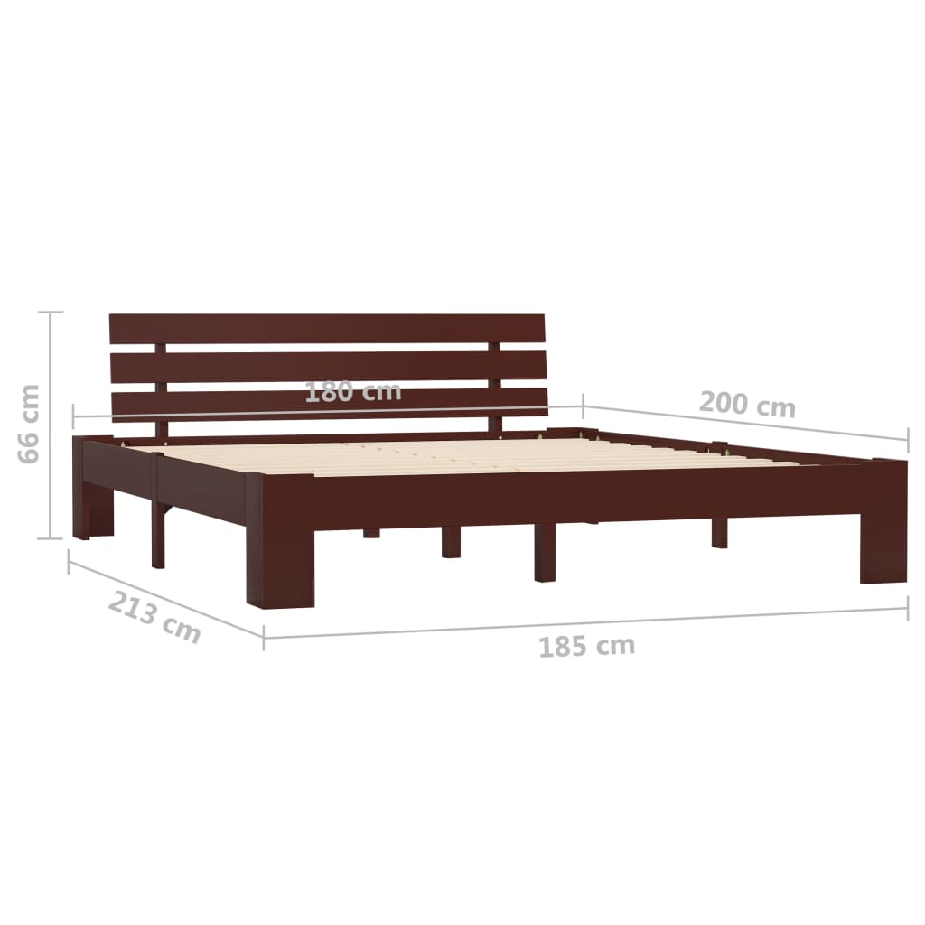 Cadre de lit sans matelas marron foncé 180x200 cm pin massif - XIOS