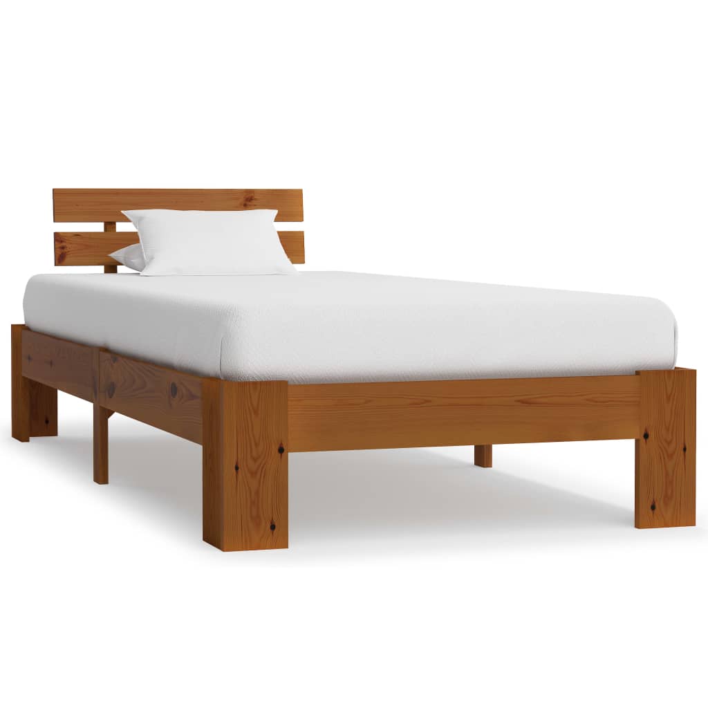 Cadre de lit sans matelas Marron miel Bois pin massif 90x200 cm - XIOS