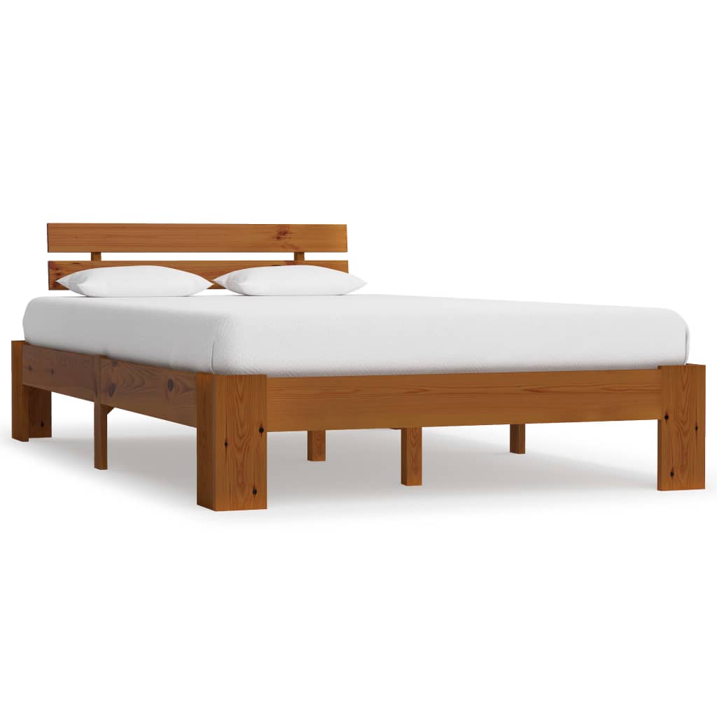 Cadre de lit sans matelas marron miel 120x200 cm pin massif - XIOS