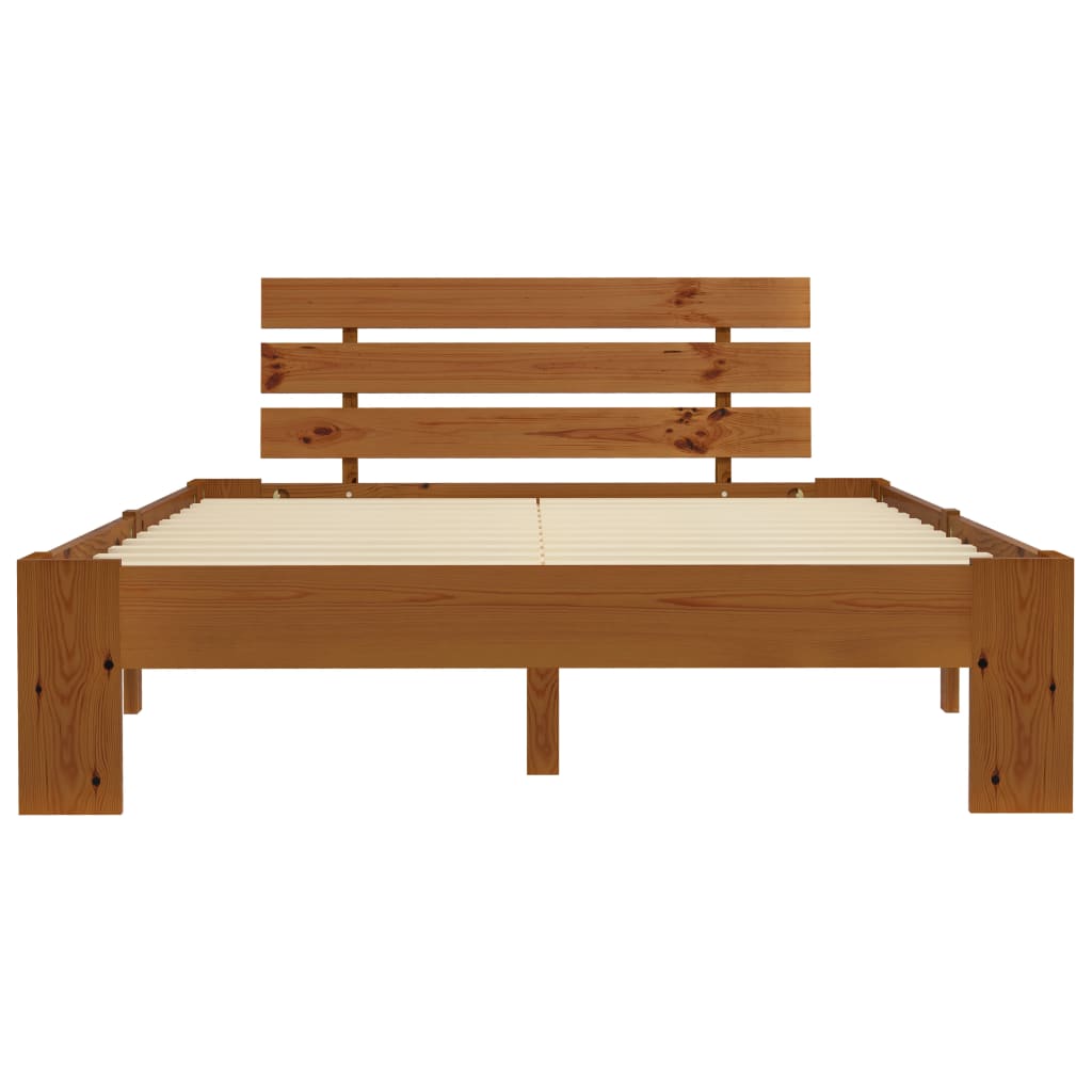 Cadre de lit sans matelas marron miel 140x200 cm pin massif - XIOS