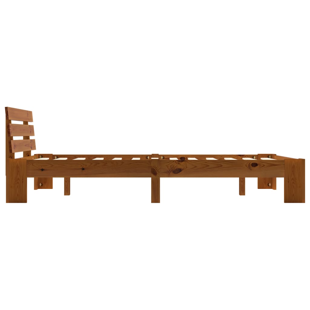 Cadre de lit sans matelas marron miel 140x200 cm pin massif - XIOS
