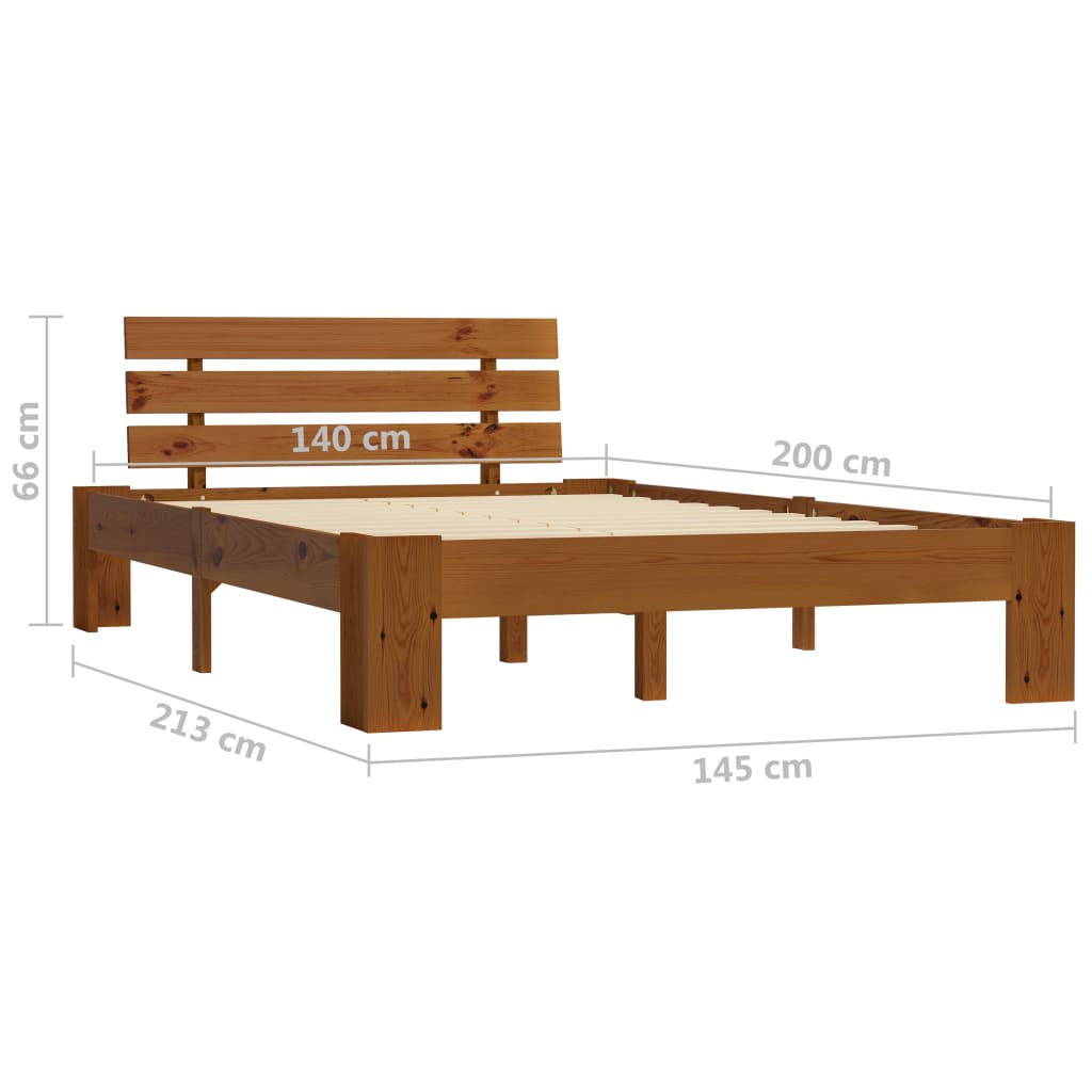 Cadre de lit sans matelas marron miel 140x200 cm pin massif - XIOS