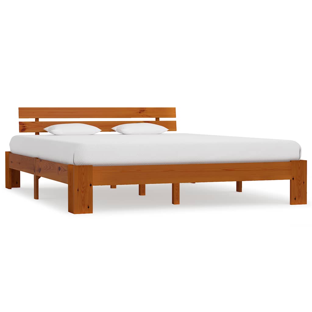 Cadre de lit sans matelas marron miel 180x200cm bois massif pin - XIOS