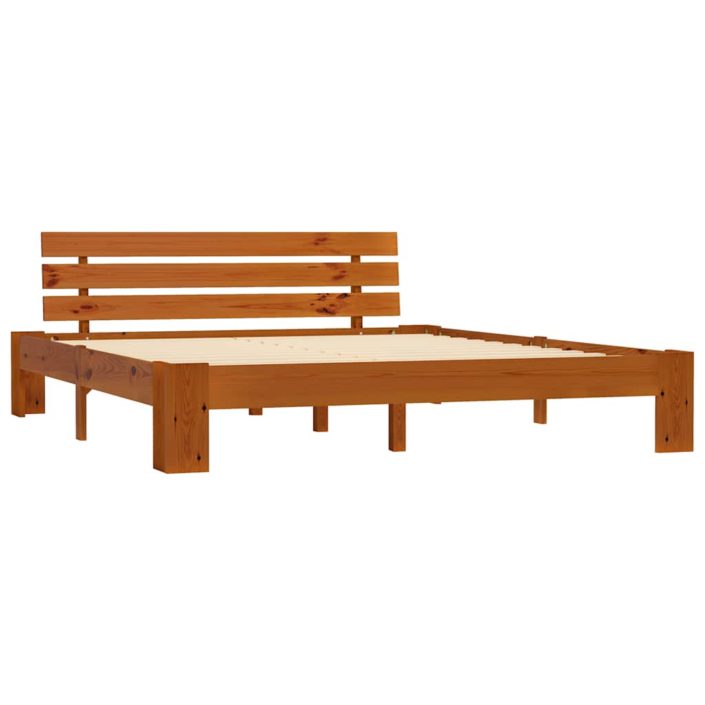 Cadre de lit sans matelas marron miel 180x200cm bois massif pin - XIOS