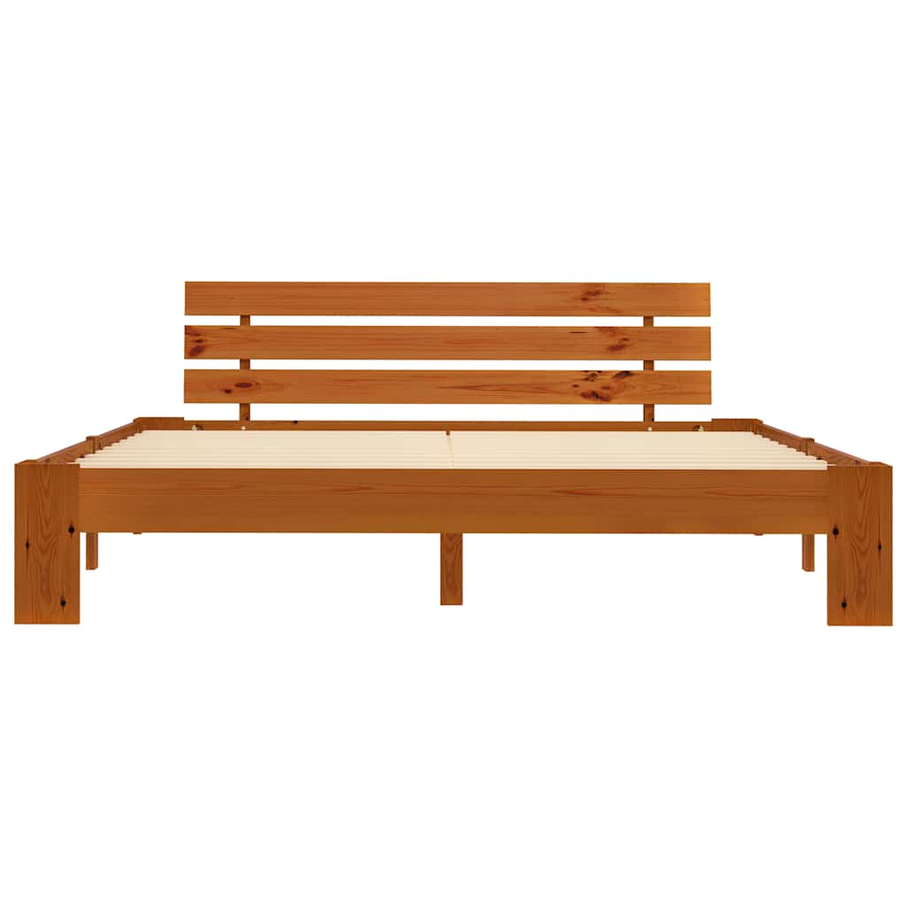 Cadre de lit sans matelas marron miel 180x200cm bois massif pin - XIOS
