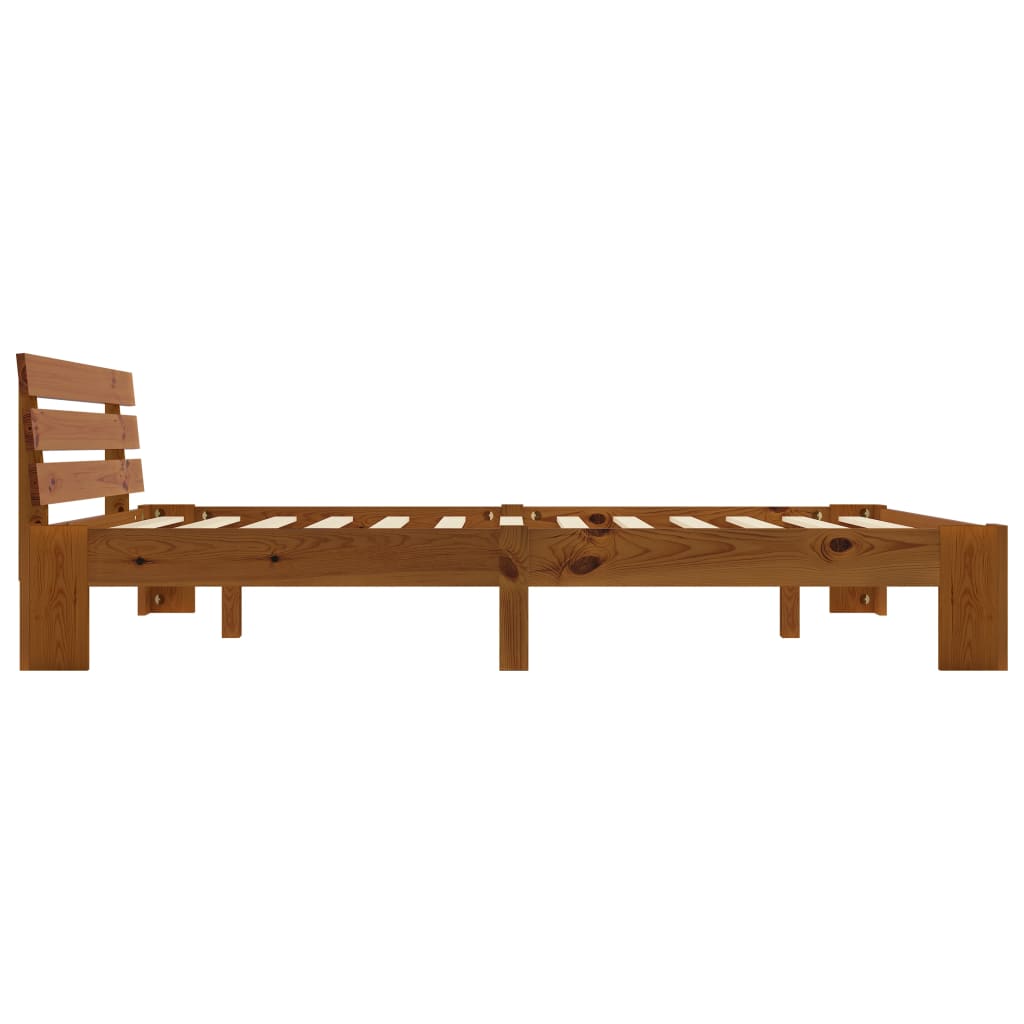 Cadre de lit sans matelas marron miel 180x200cm bois massif pin - XIOS