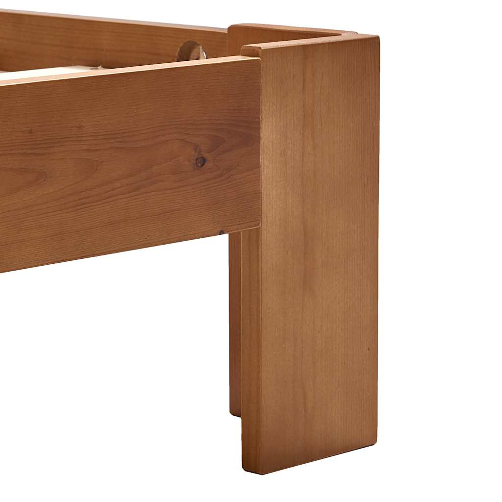 Cadre de lit sans matelas marron miel 180x200cm bois massif pin - XIOS