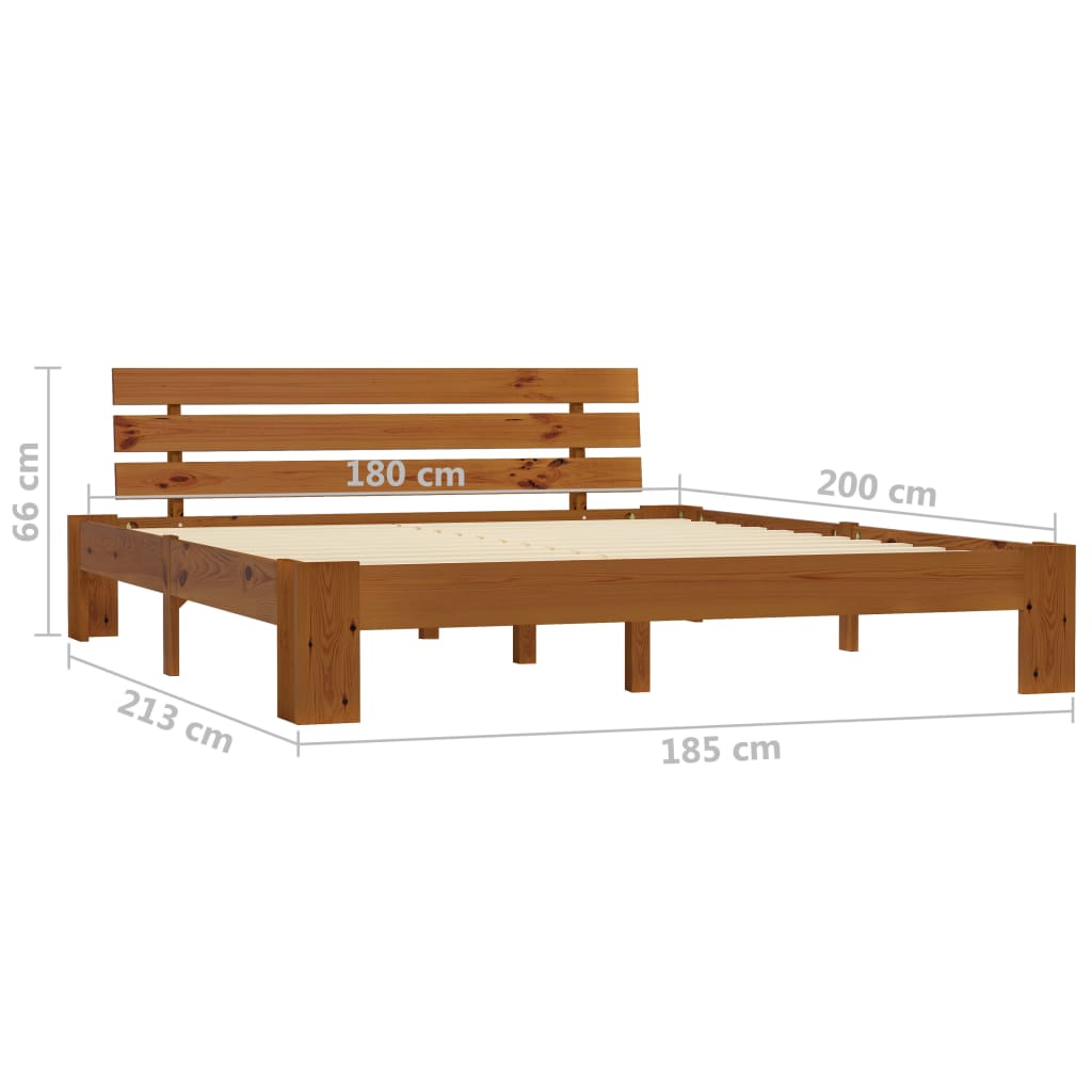 Cadre de lit sans matelas marron miel 180x200cm bois massif pin - XIOS