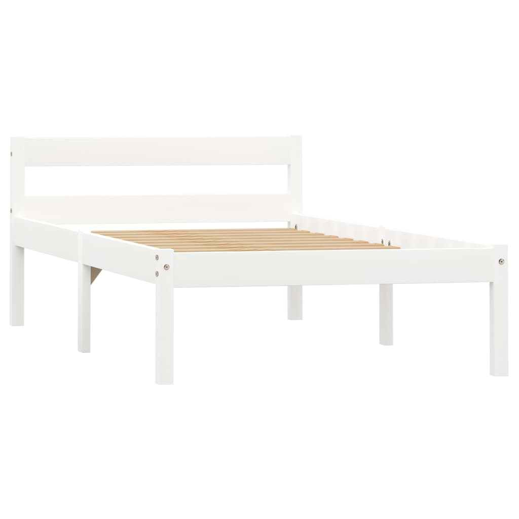 Cadre de lit sans matelas blanc bois de pin massif 90x200 cm - XIOS