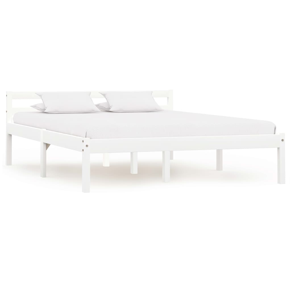 Cadre de lit sans matelas blanc bois de pin massif 140x200 cm - XIOS