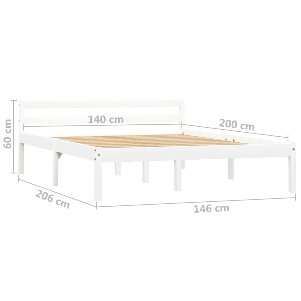 Cadre de lit sans matelas blanc bois de pin massif 140x200 cm - XIOS