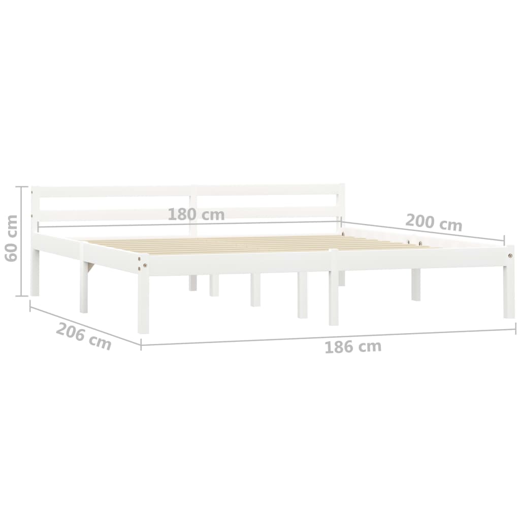 Cadre de lit sans matelas blanc bois massif de pin 180x200 cm - XIOS
