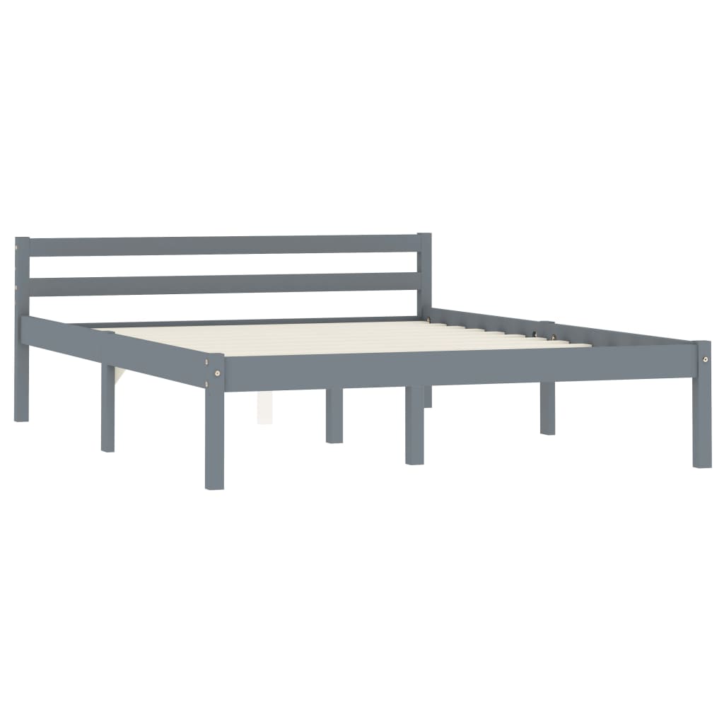 Cadre de lit sans matelas gris bois de pin massif 120x200 cm - XIOS