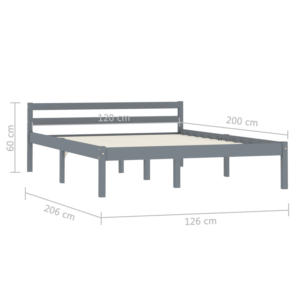 Cadre de lit sans matelas gris bois de pin massif 120x200 cm - XIOS