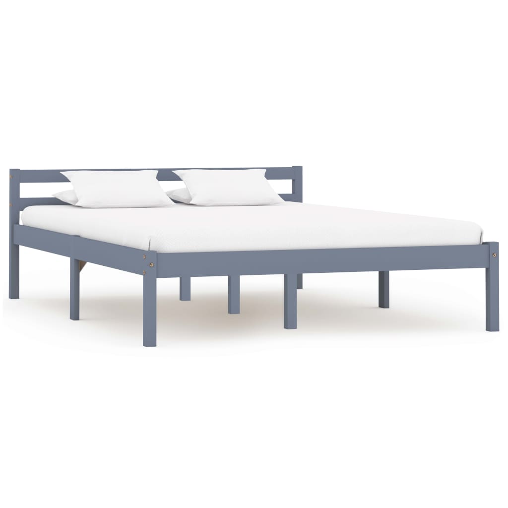 Cadre de lit sans matelas gris bois massif de pin 140x200 cm - XIOS