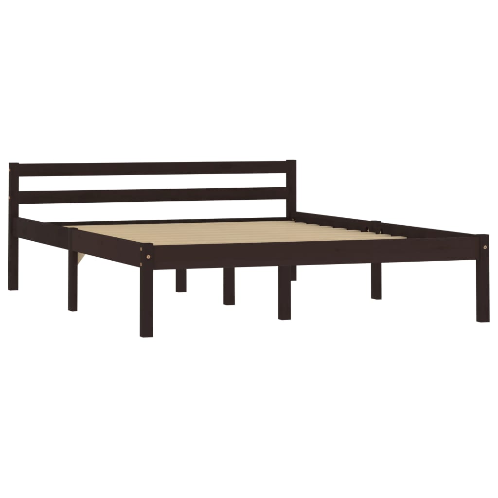 Cadre de lit sans matelas marron foncé pin massif 120x200 cm - XIOS