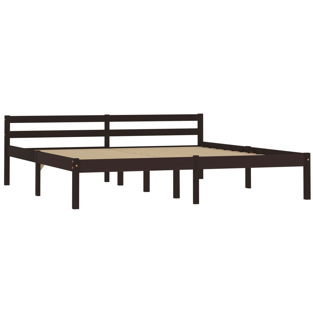 Cadre de lit sans matelas marron foncé pin massif 160x200 cm - XIOS