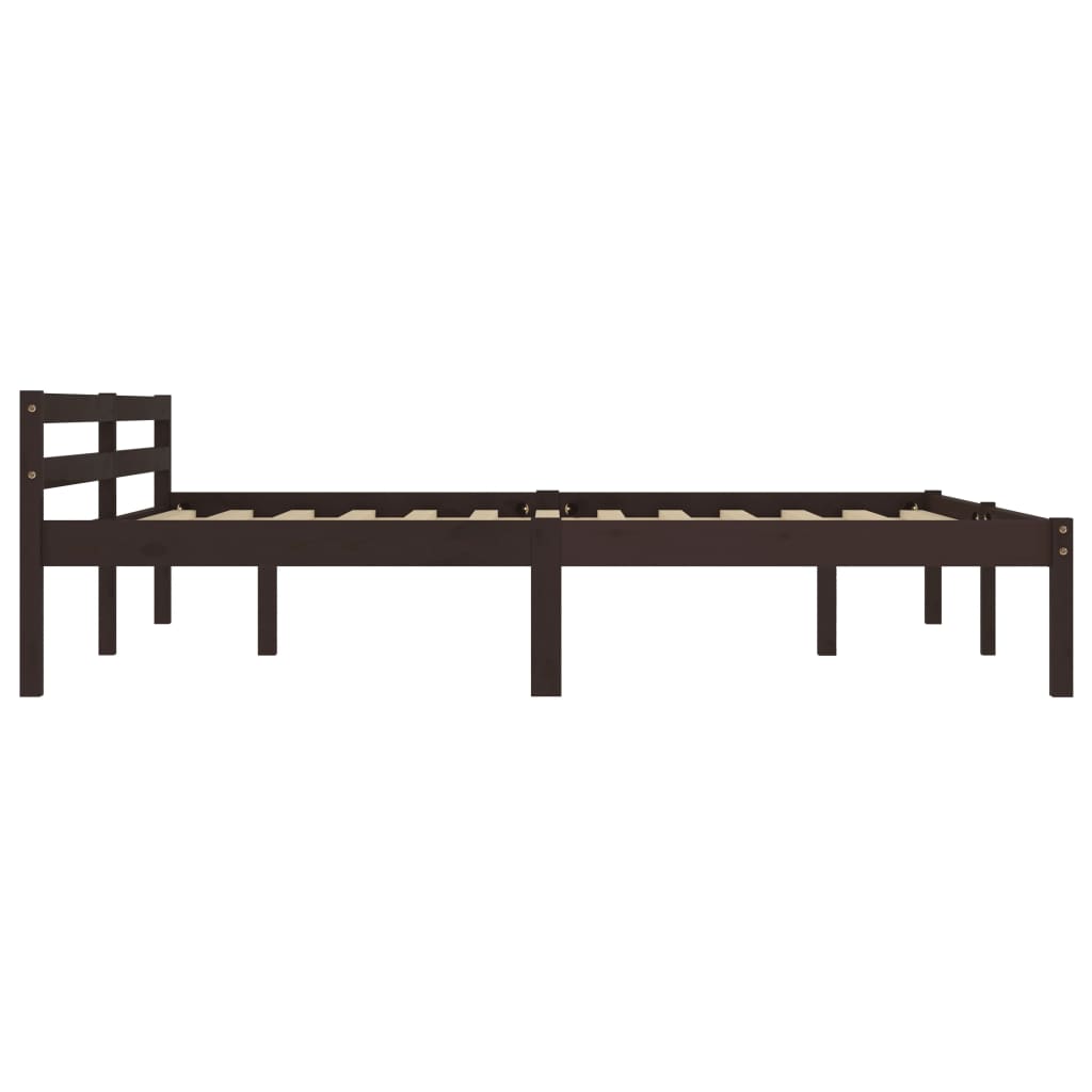 Cadre de lit sans matelas marron foncé pin massif 160x200 cm - XIOS