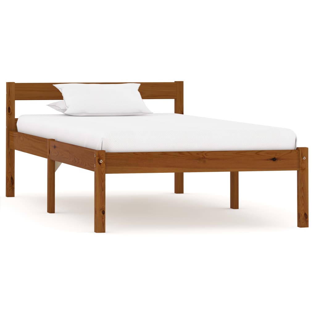 Cadre de lit sans matelas Marron miel Bois pin massif 90x200 cm - XIOS