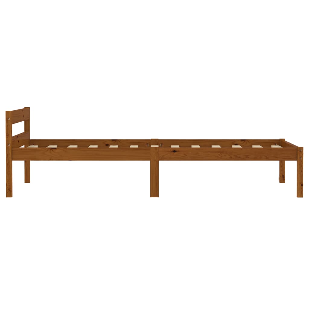 Cadre de lit sans matelas Marron miel Bois pin massif 90x200 cm - XIOS