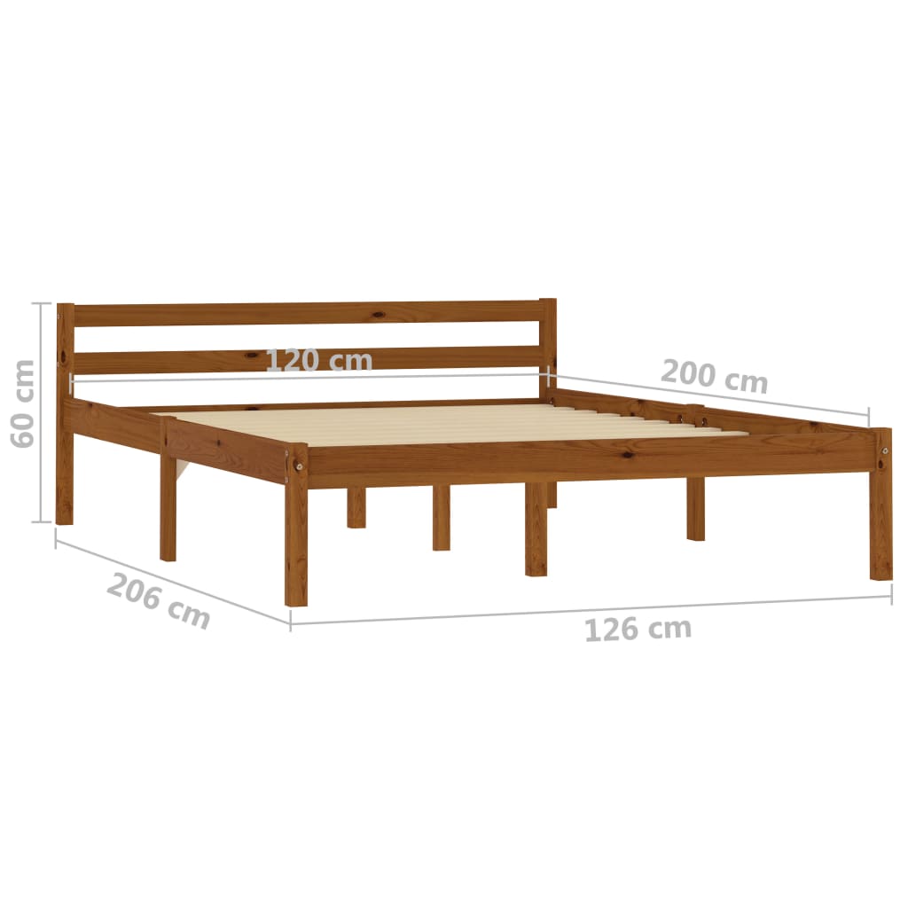 Cadre de lit sans matelas marron miel pin massif 120x200 cm - XIOS