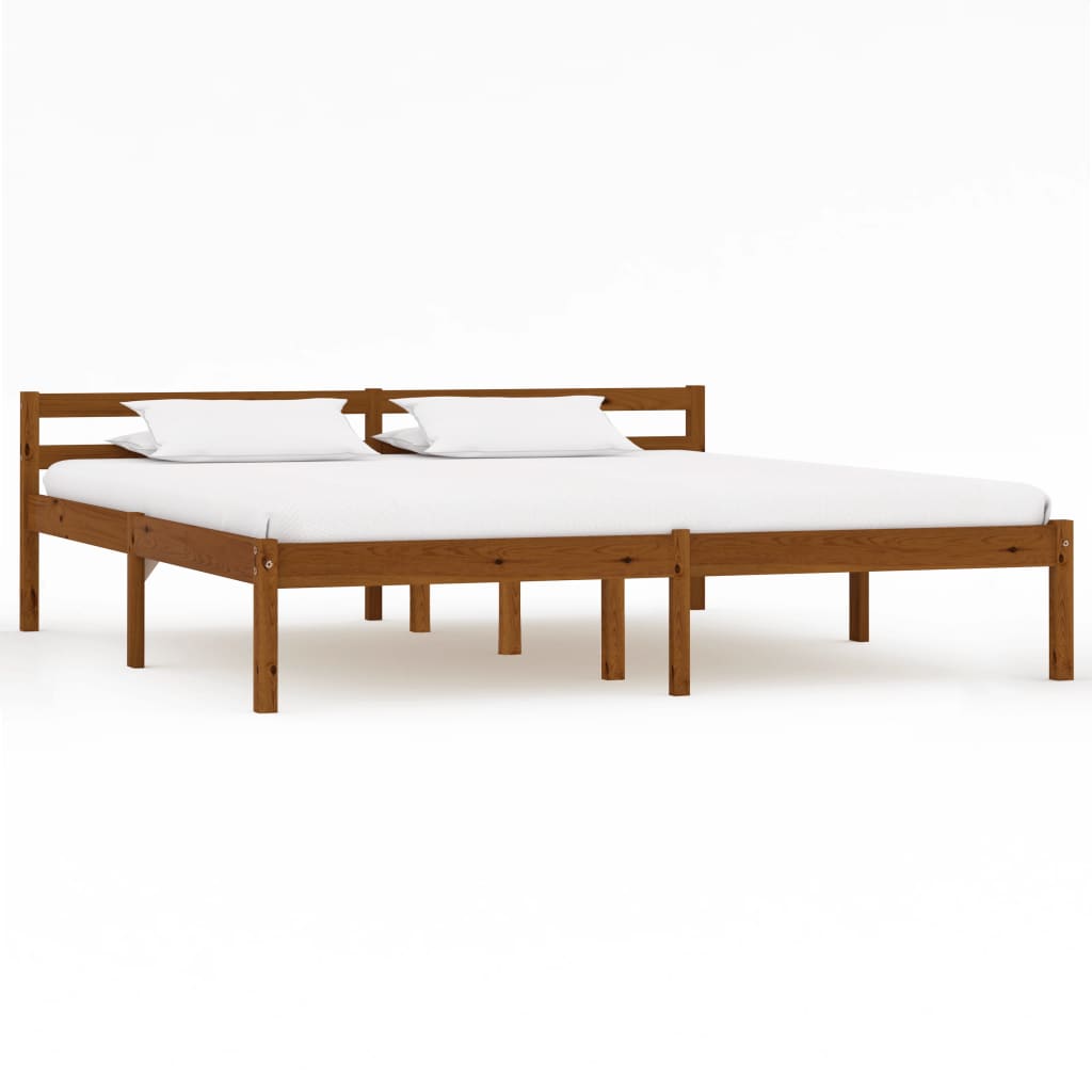 Cadre de lit sans matelas marron miel pin massif 160x200 cm - XIOS