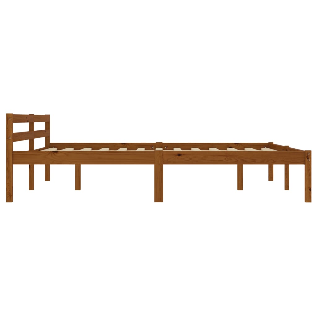 Cadre de lit sans matelas marron miel pin massif 160x200 cm - XIOS