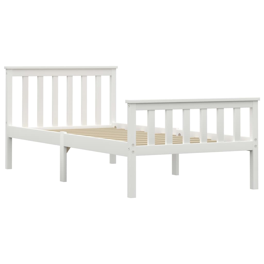 Cadre de lit sans matelas blanc bois de pin massif 100x200 cm - XIOS