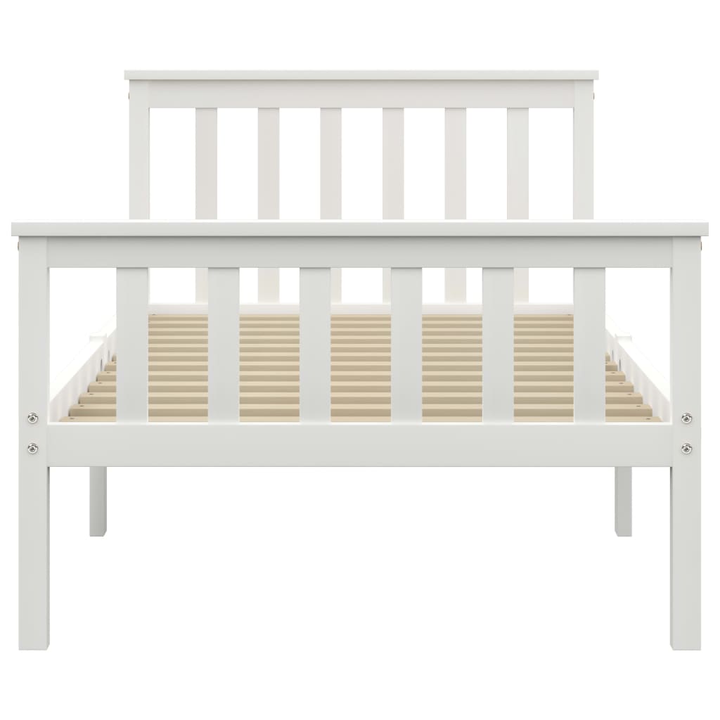 Cadre de lit sans matelas blanc bois de pin massif 100x200 cm - XIOS