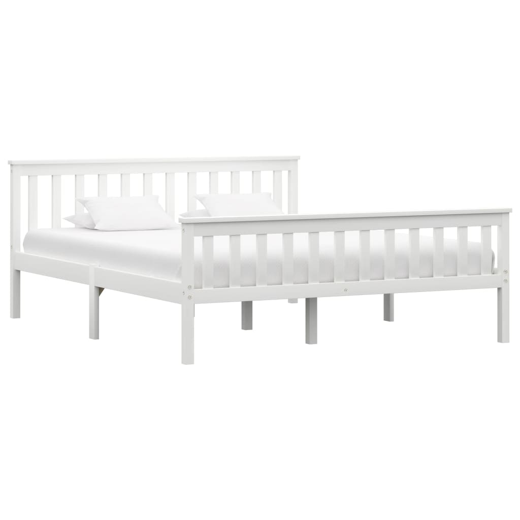 Cadre de lit sans matelas blanc bois de pin massif 160x200 cm - XIOS