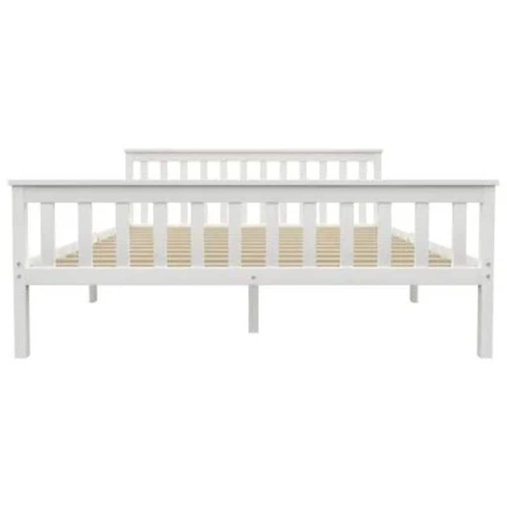 Cadre de lit sans matelas blanc bois de pin massif 160x200 cm - XIOS